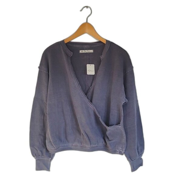 NWT! Free People Anyway Tee Fallen Fig Colorway Wrap-Front Oversized Size XS - Picture 1 of 9